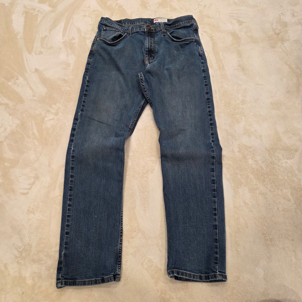 Wrangler Athletic Fit Jeans Men 33x30 (32×29 actual) Blue Stretch Denim
